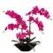 Real Touch Fuchsia Orchid Flowers in Black Ceramic Vase, Floral Home by Artificial Flowers